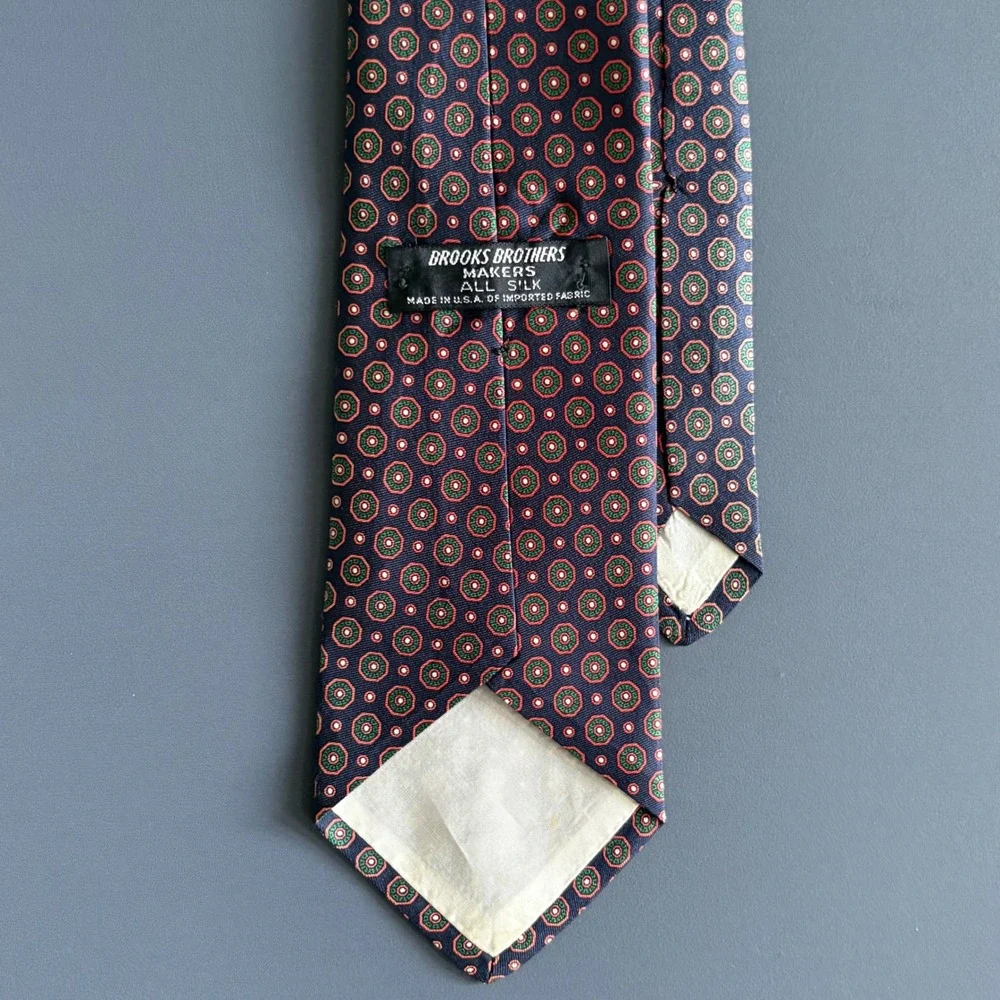 Two - Vintage Brooks Brothers Makers Silk Ties | Medallion Red Navy | USA